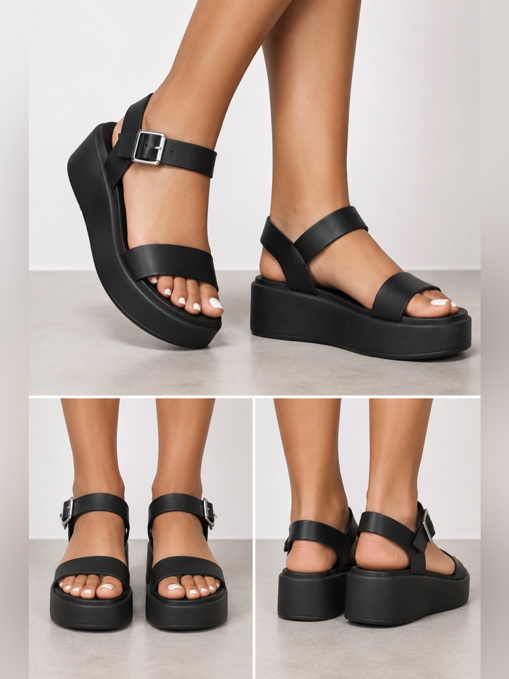 Steve Madden Made in Italy Genuine Leather Platform Sandals Size 8